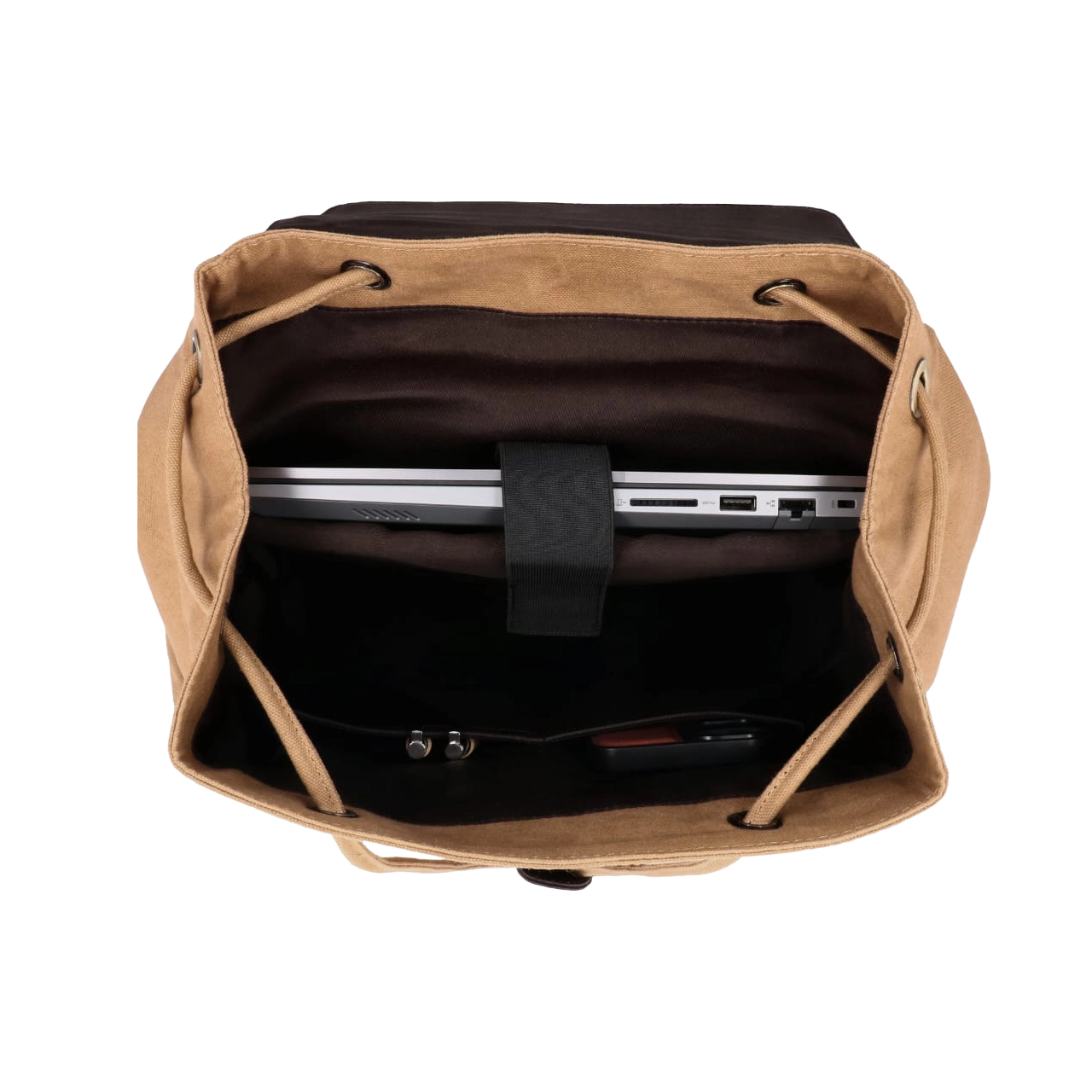 Heritage Canvas & Vegan Leather Backpack (Brown)