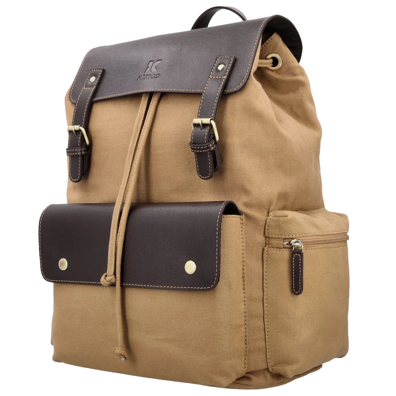 Heritage Canvas & Vegan Leather Backpack (Brown)